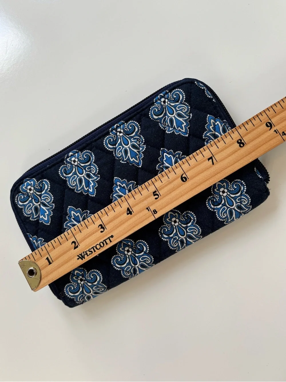 Vera Bradley Quilted Navy Paisley Zip-Around Wallet